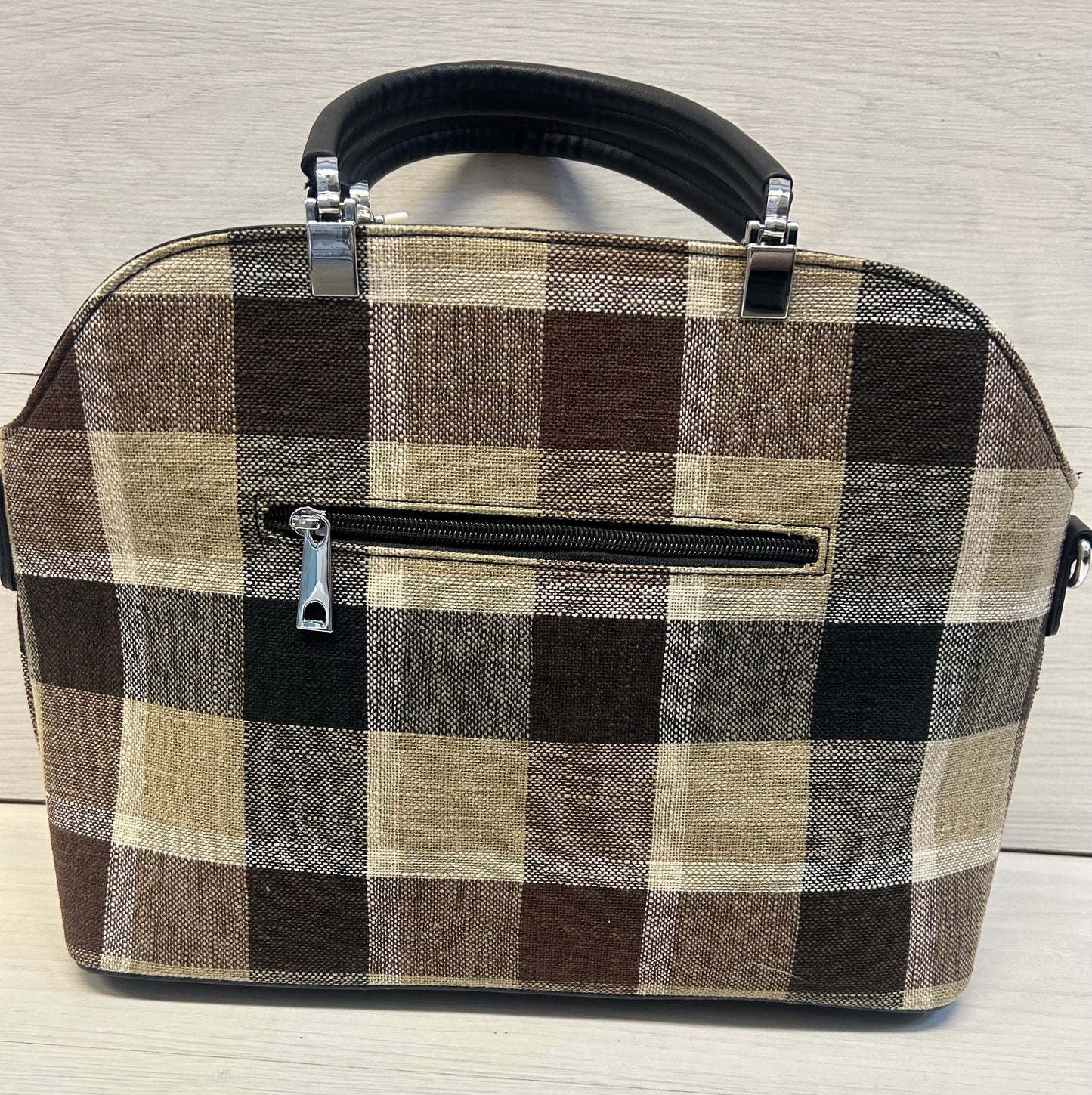 Brown check handbag