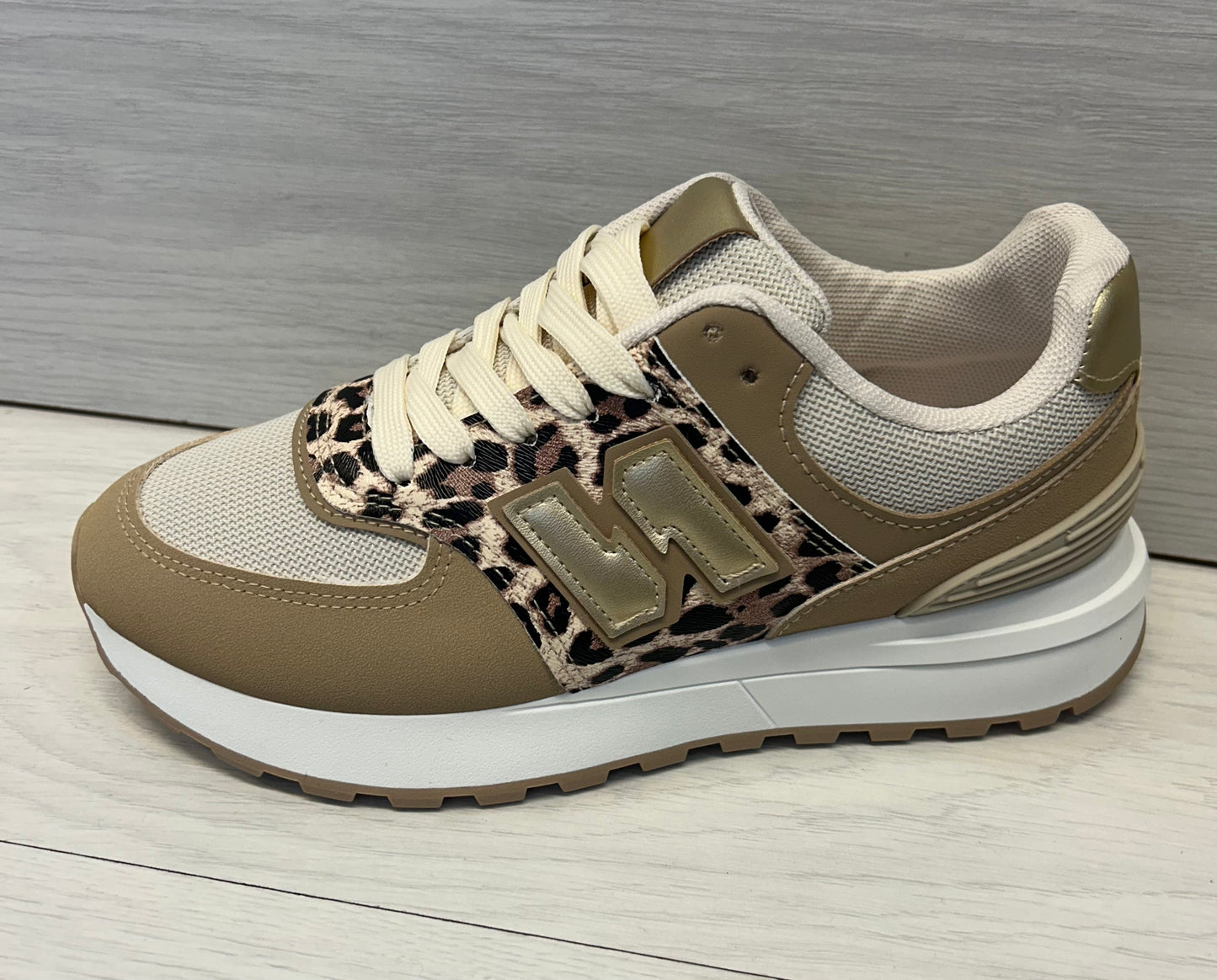 Leopard/beige trainer
