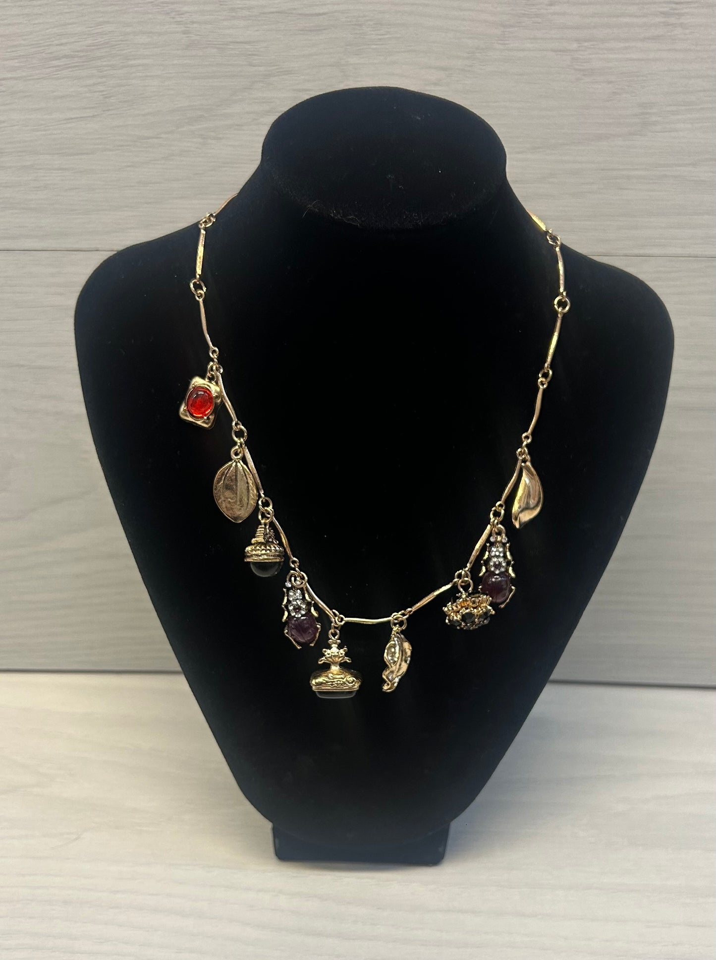 Gold/beetle charm necklace