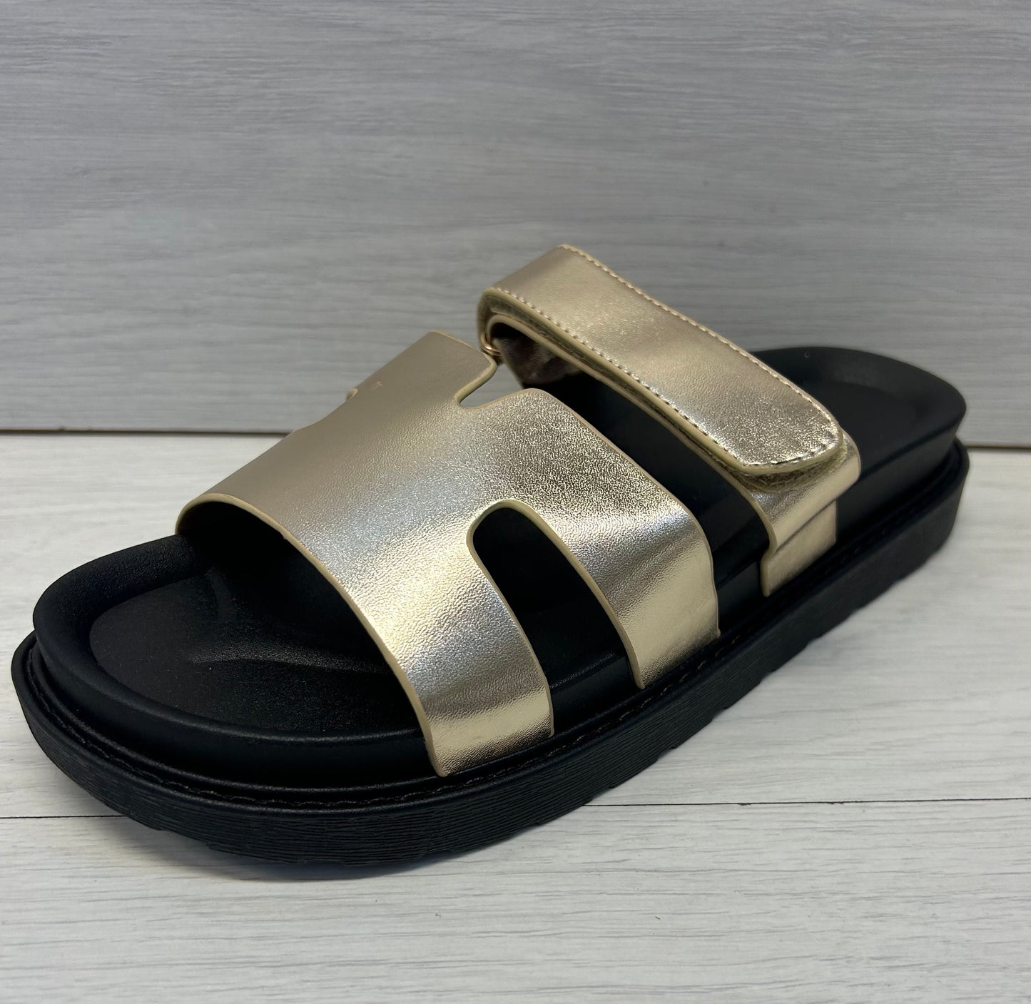 Gold Strappy mule