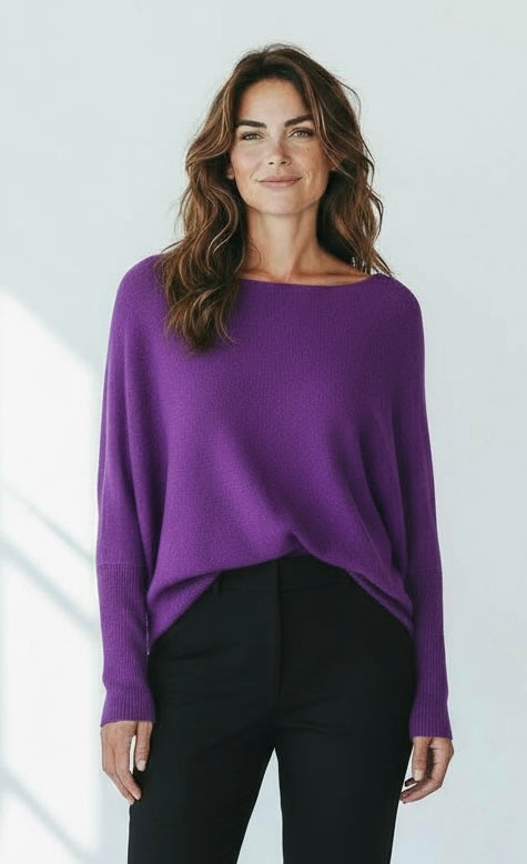 Plain knit jumper -purple