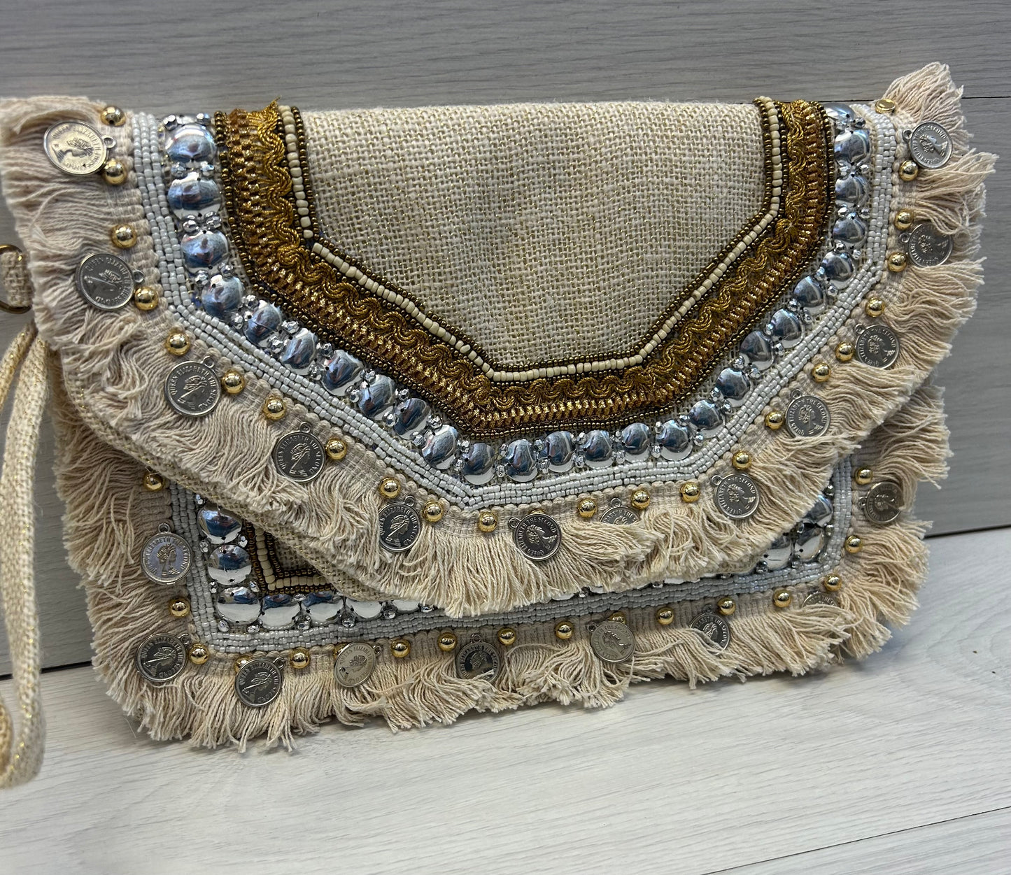 Silver penny Clutch