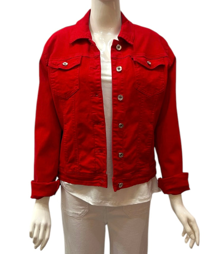 Red denim jacket
