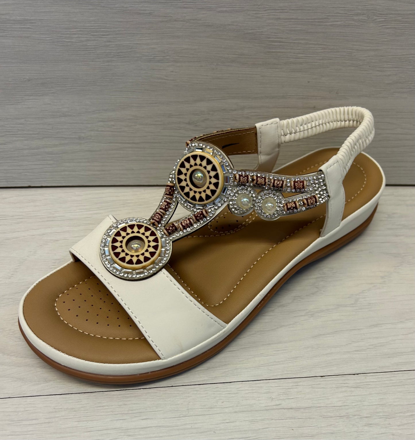 Boho beaded Sandal-white