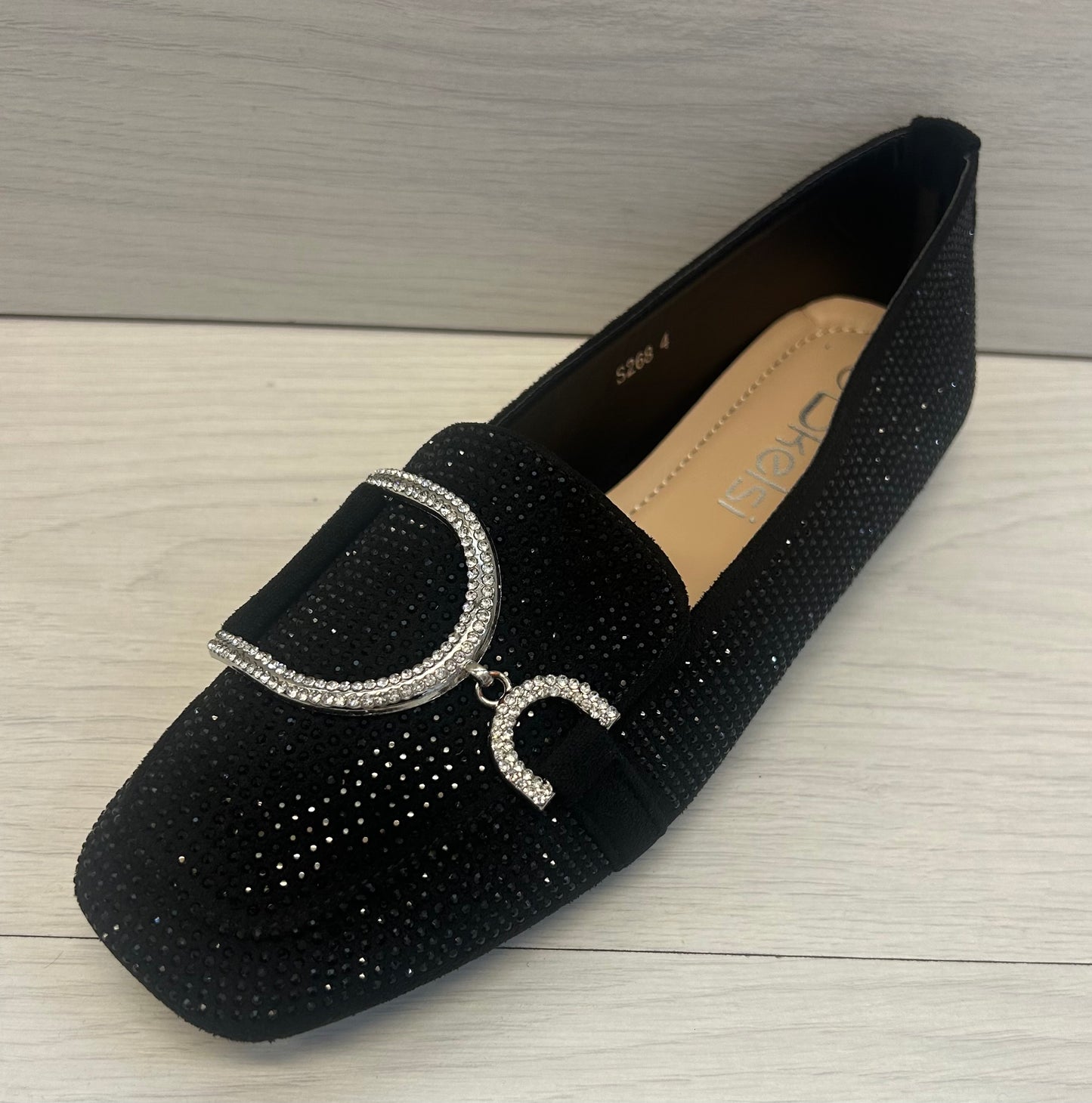 Diamanté ballet pump-black