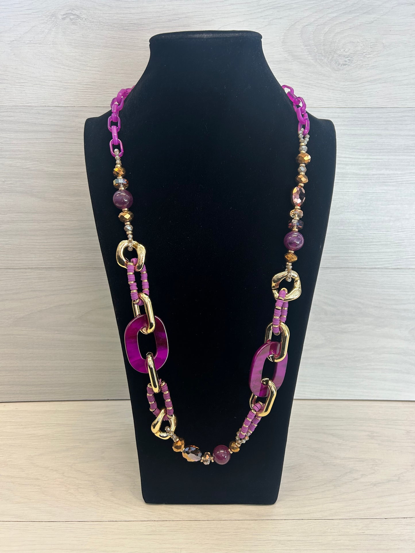 Purple/Gold chain acrylic Necklace