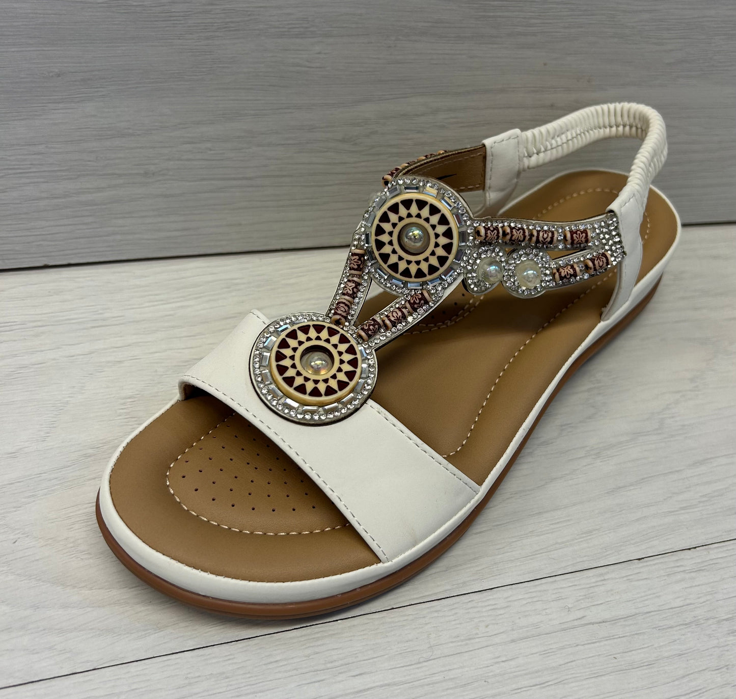 Boho beaded Sandal-white