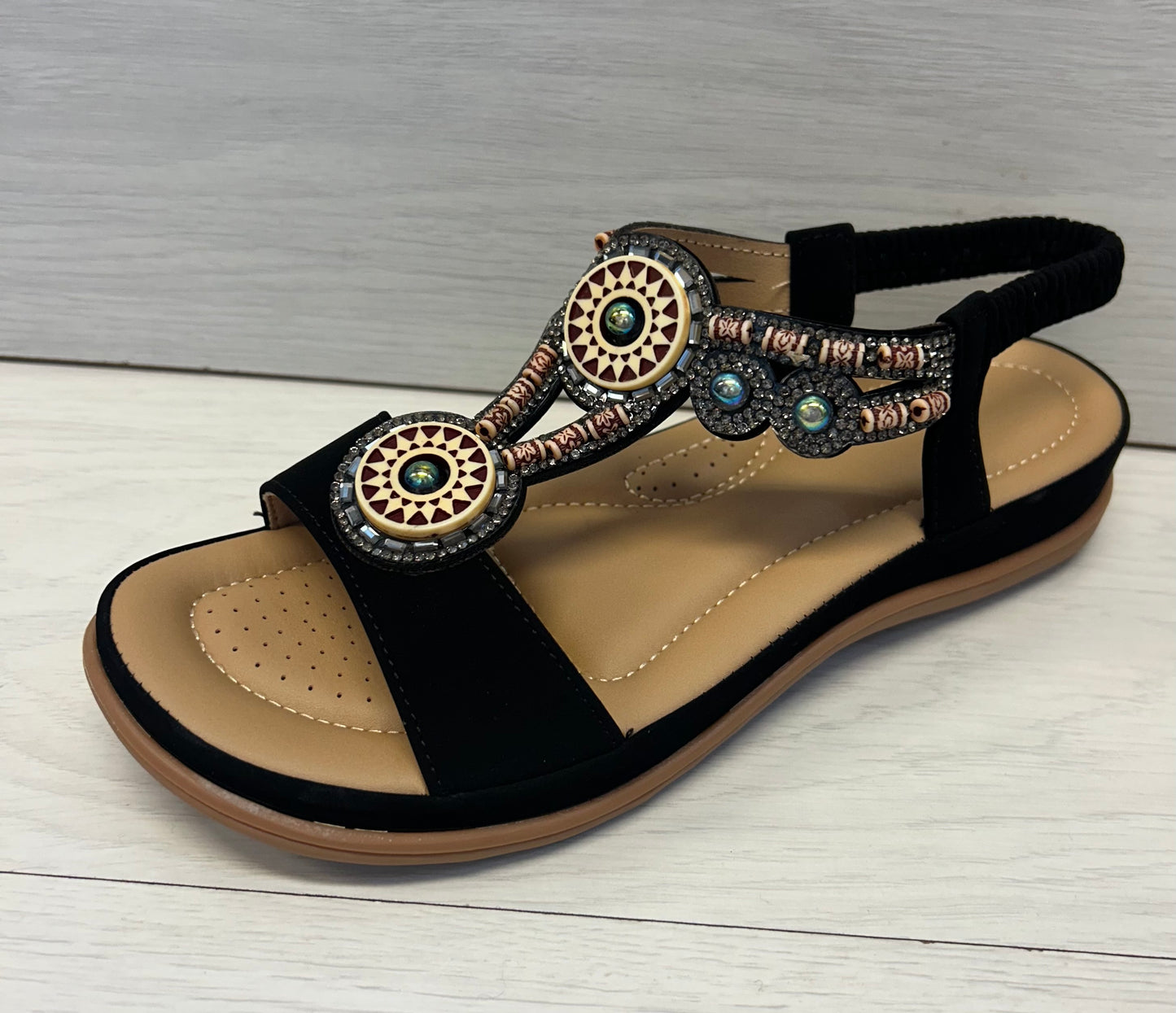 Boho beaded Sandal-black