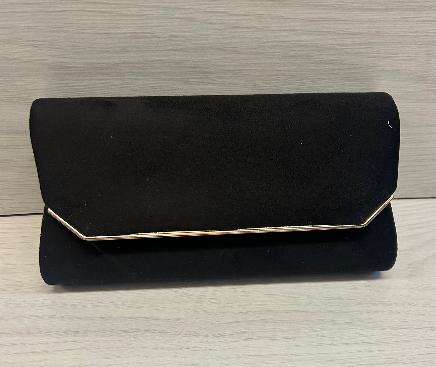Black suede clutch bag