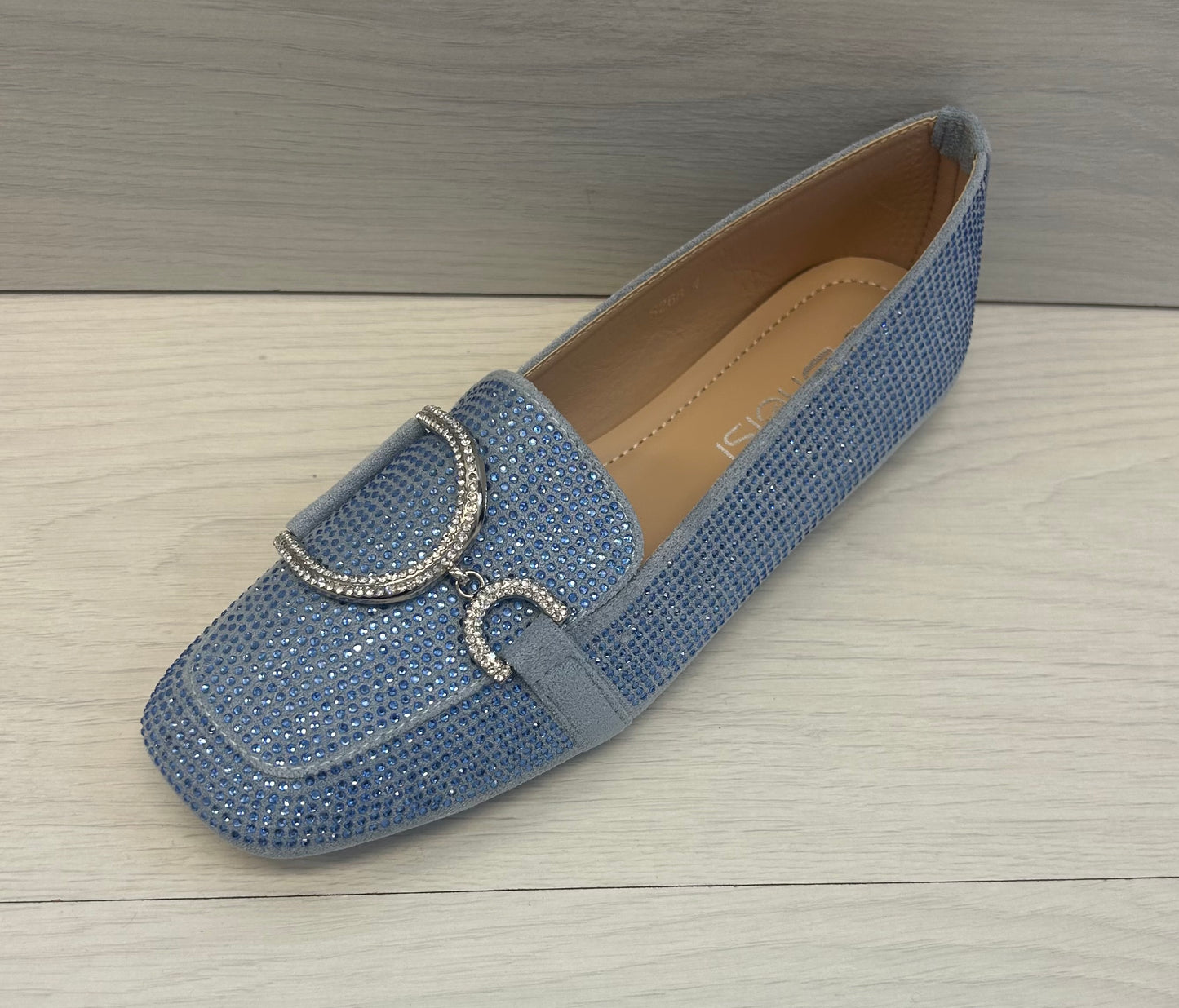 Diamanté ballet pump-blue