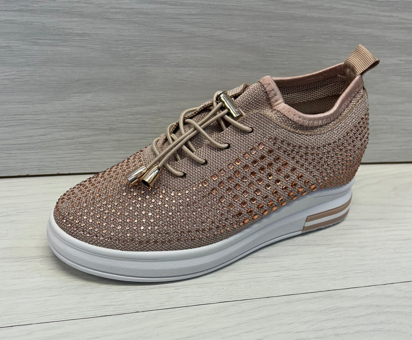Rose diamanté wedge trainer