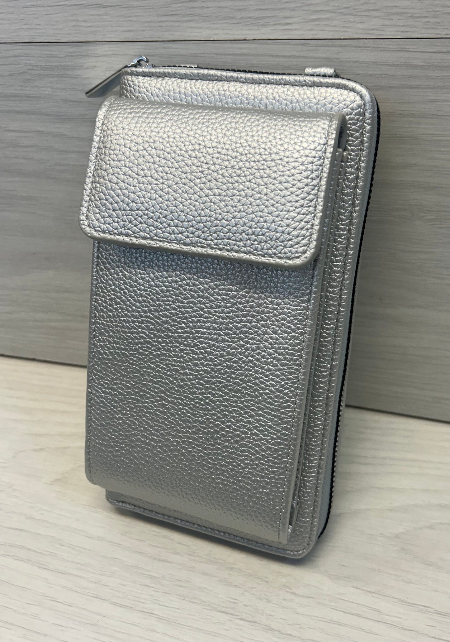 Silver phone wallet
