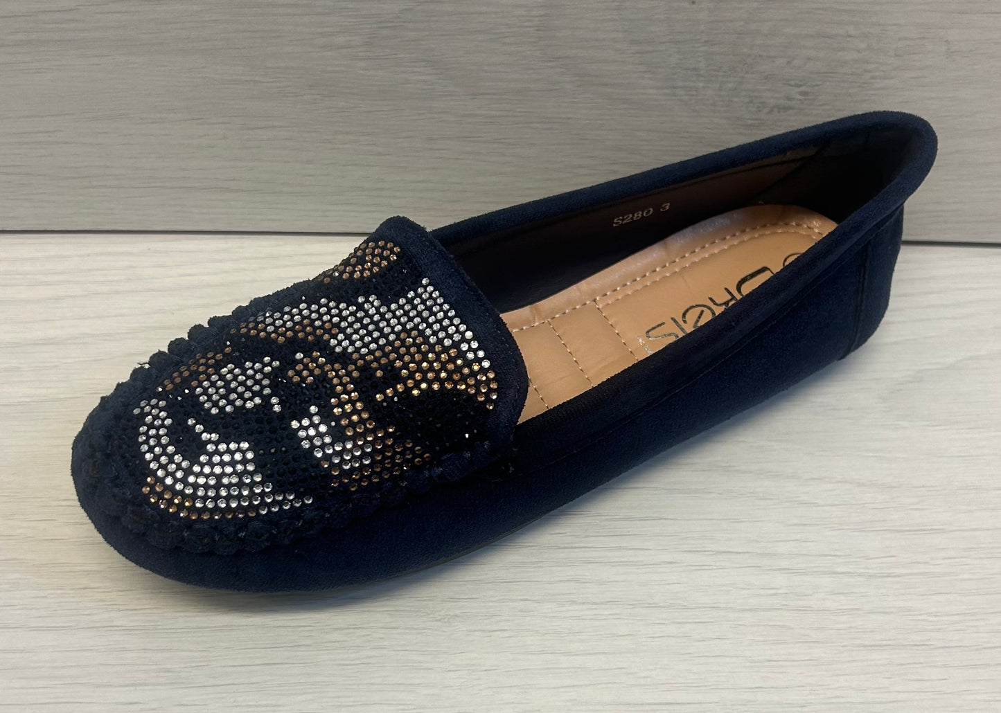 Navy diamanté mocks