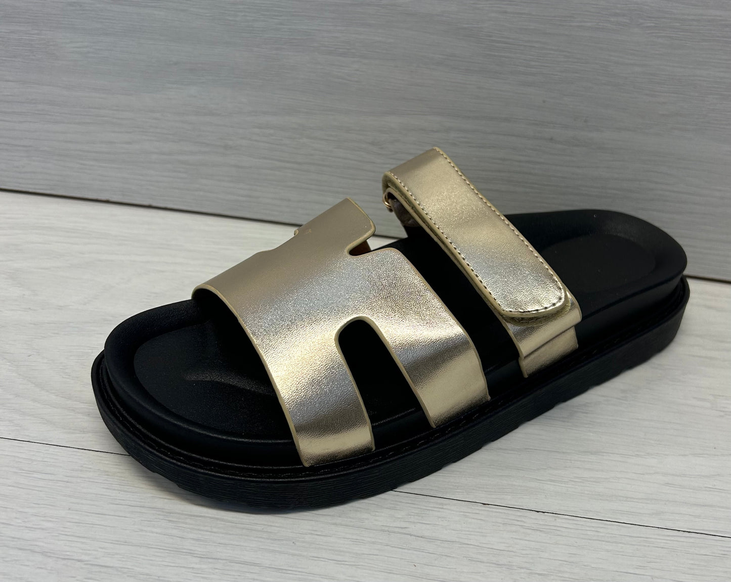 Gold Strappy mule