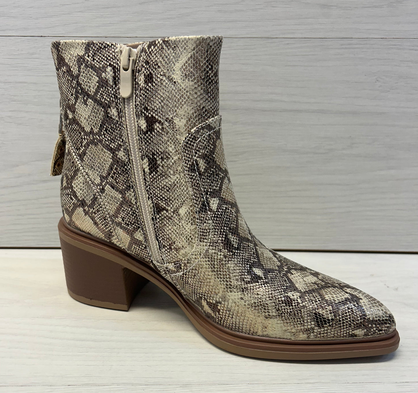 Gold snake print boot