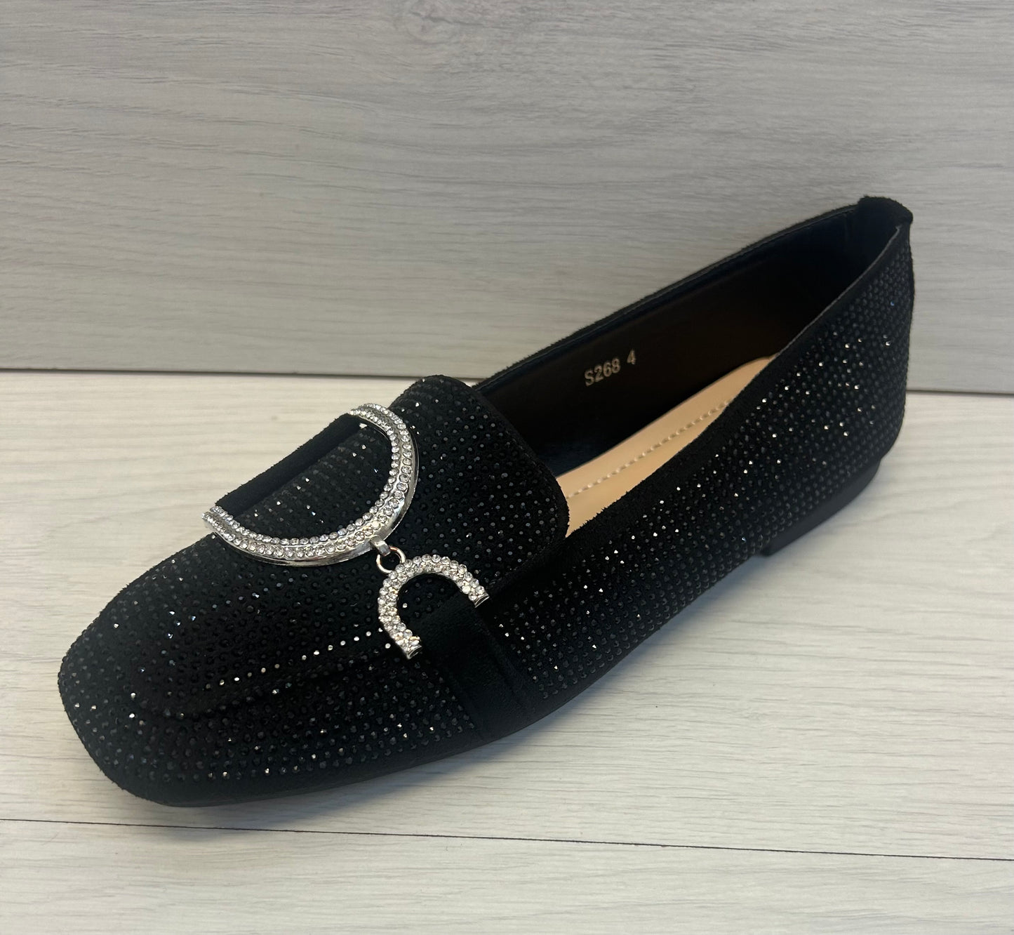 Diamanté ballet pump-black