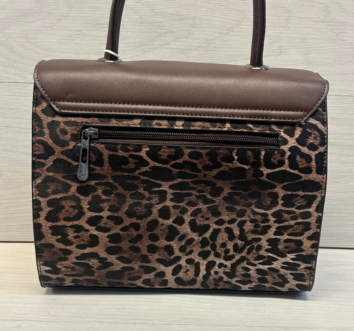 Chocolate/leopard satchel bag