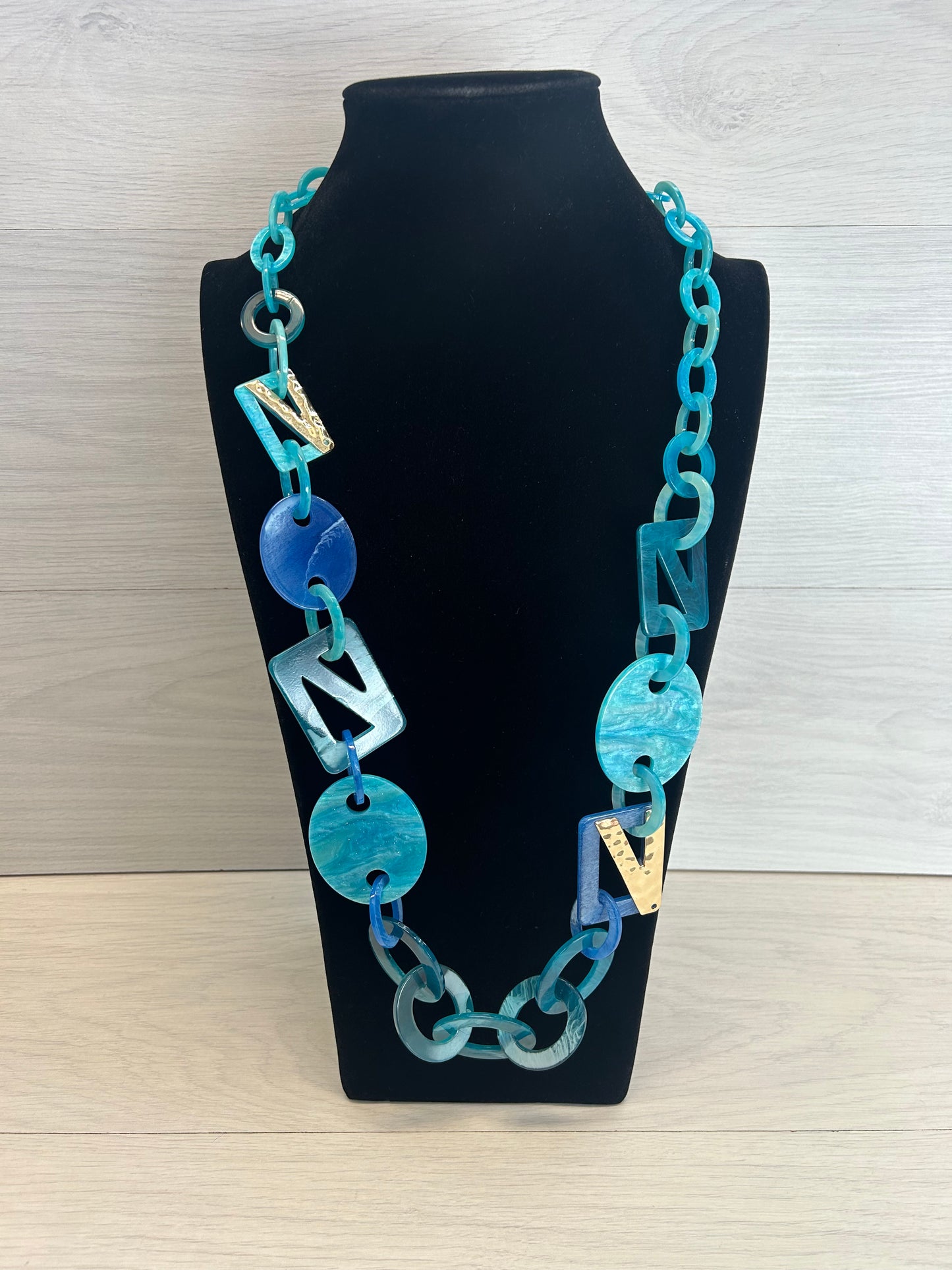 Blue square acrylic Necklace