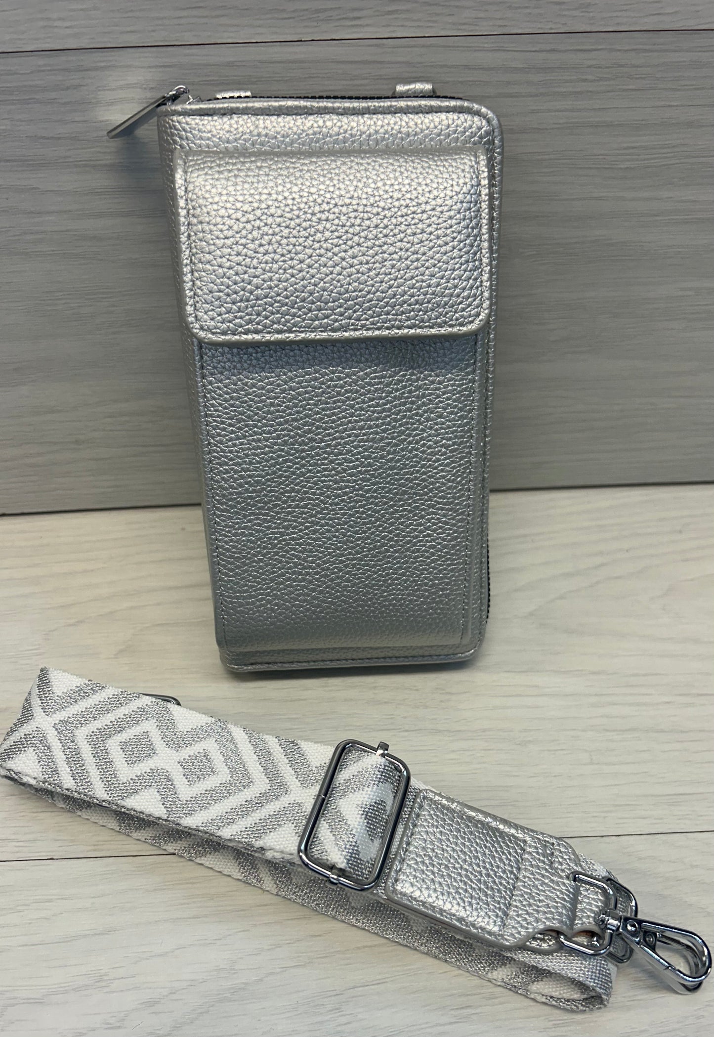 Silver phone wallet