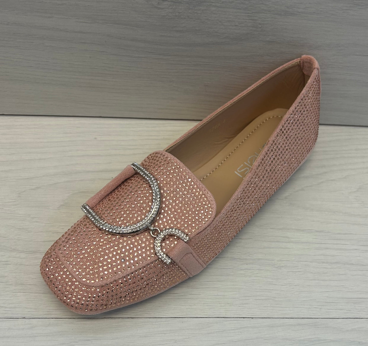 Diamanté ballet pump-pink