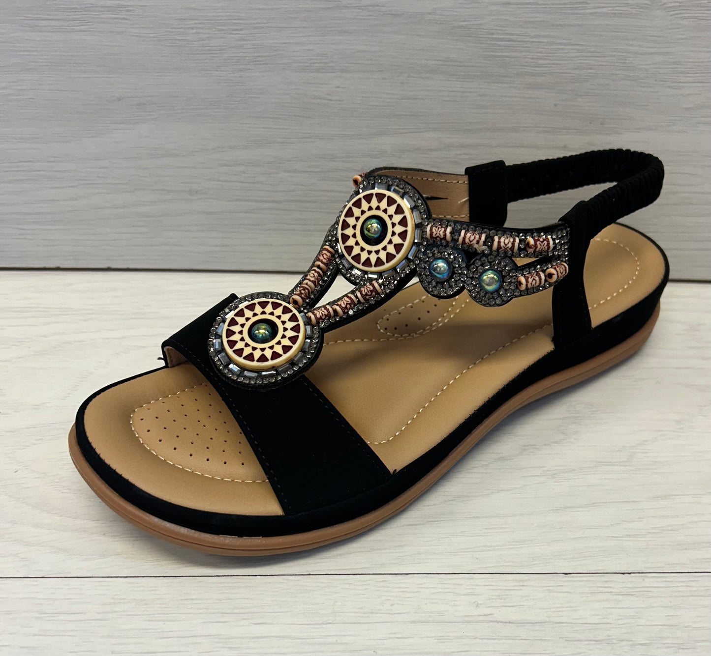 Boho beaded Sandal-black