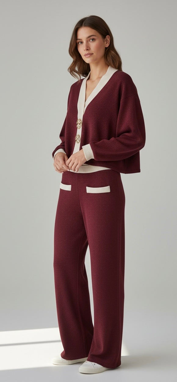 Burgundy Trouser suit