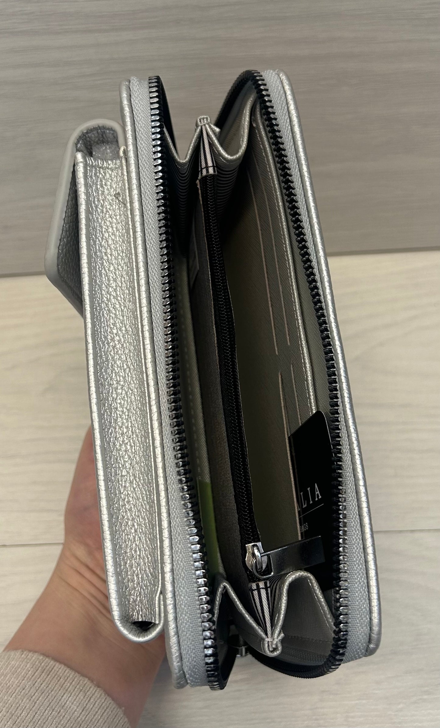 Silver phone wallet