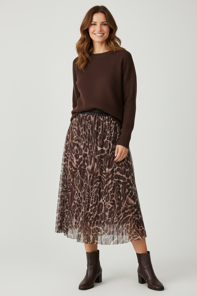 Chocolate leopard skirt