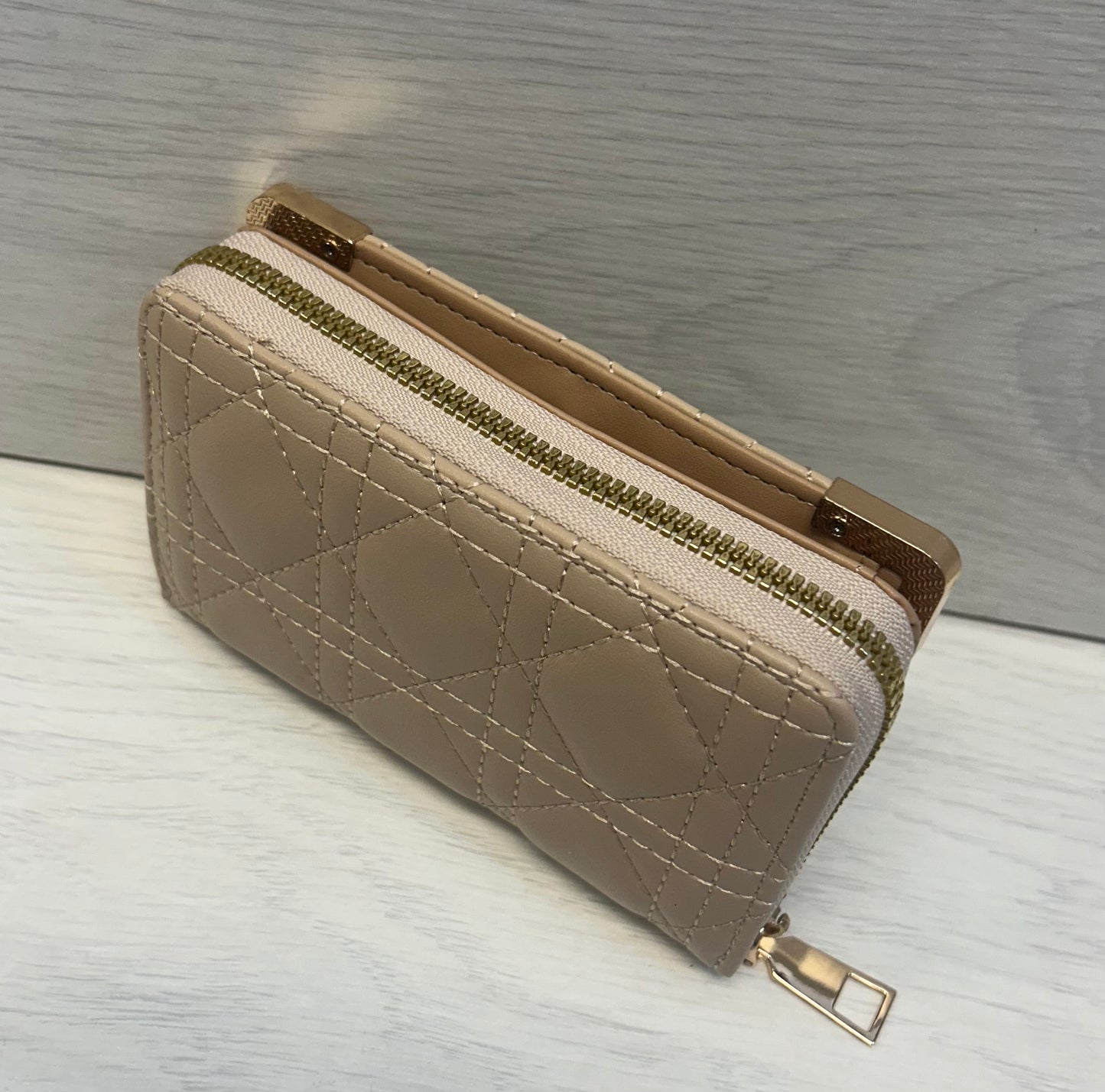 Beige quilted purse