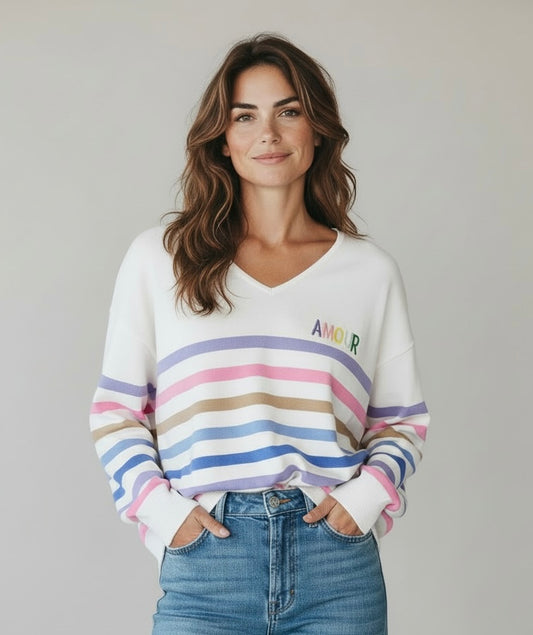 White multi amour jumper