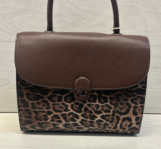 Chocolate/leopard satchel bag