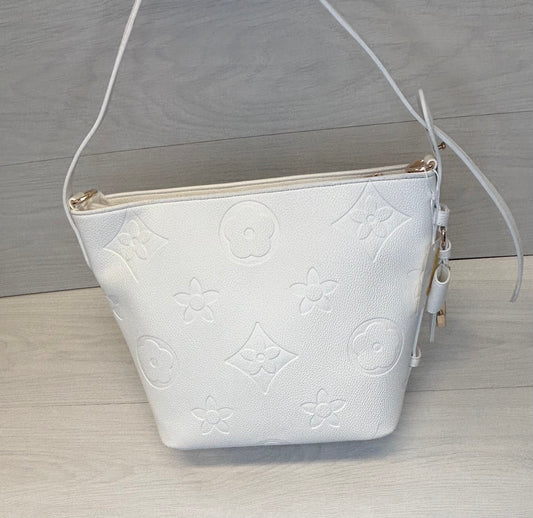White LV bucket bag