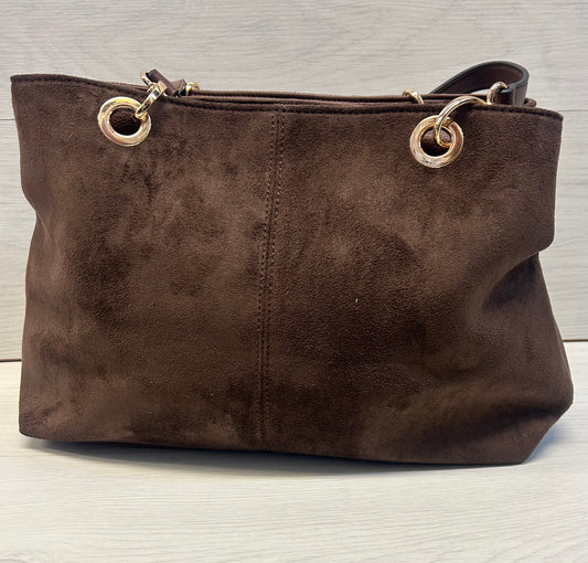 Chocolate suede handbag