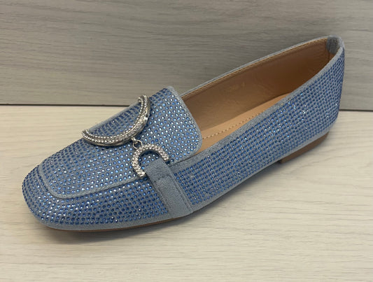 Diamanté ballet pump-blue