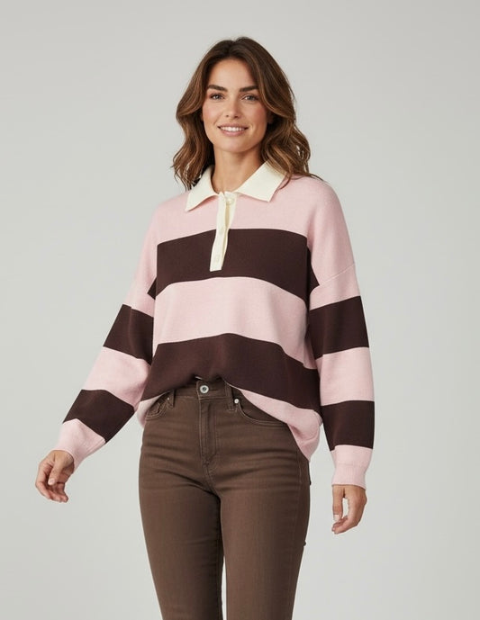 Pink/brown shirt style Jumper
