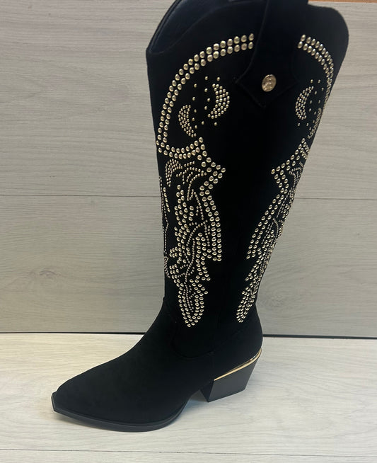 Black studded Cowboy boot
