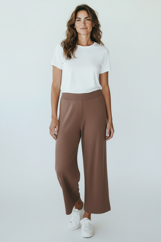 Brown thin knit trouser