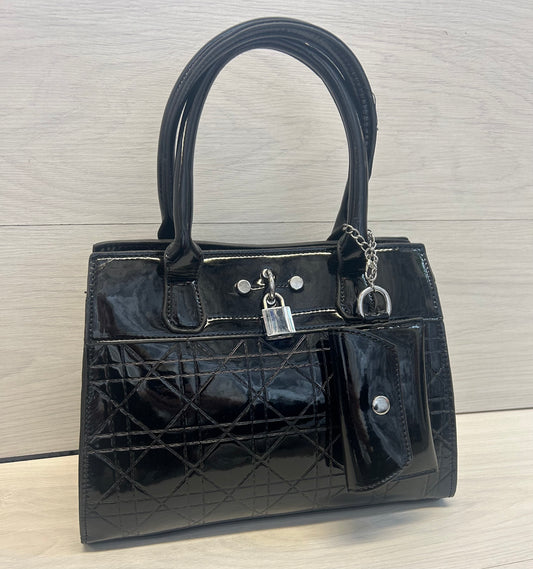 Black patent grab bag