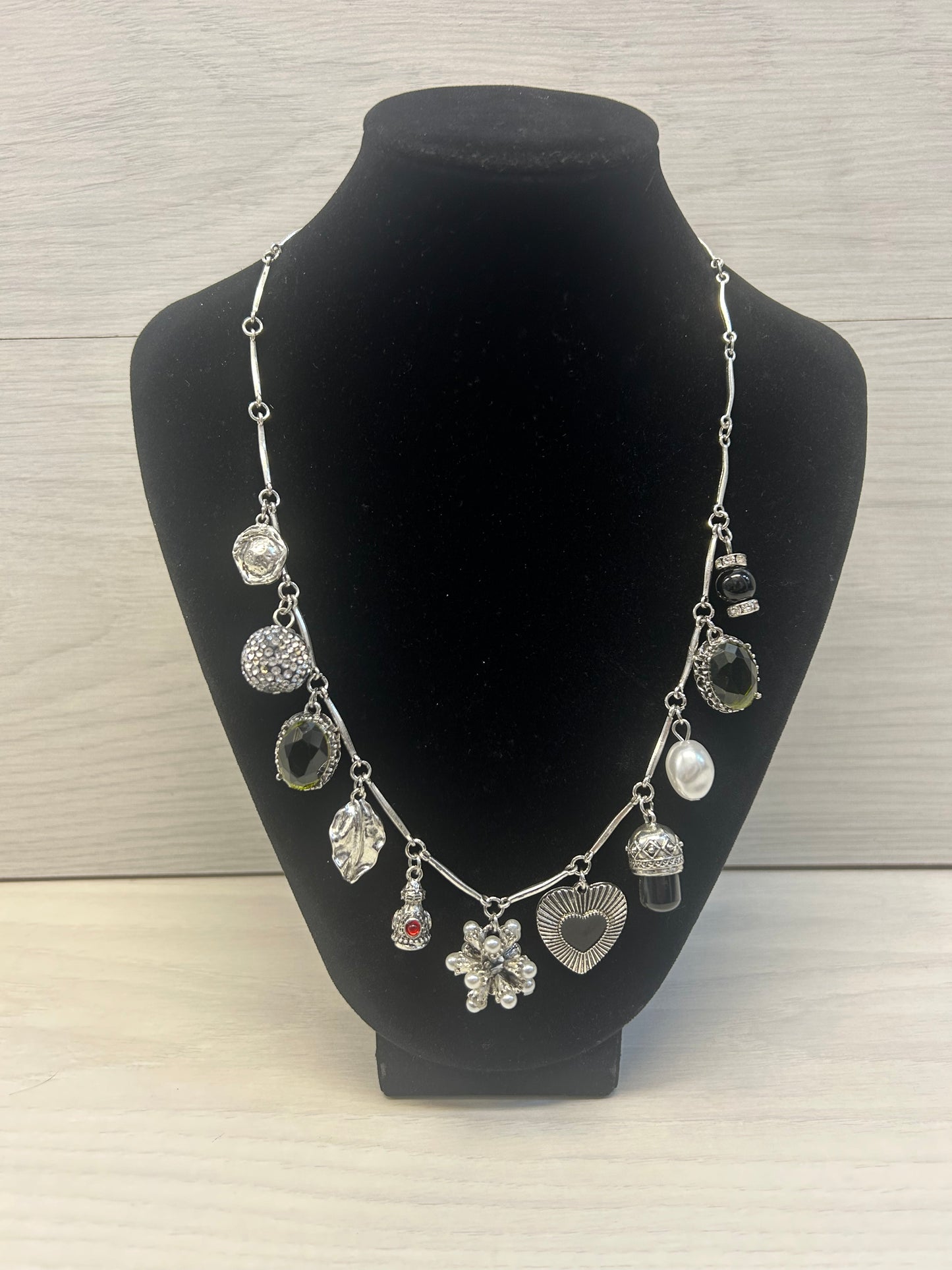 Silver charm necklace