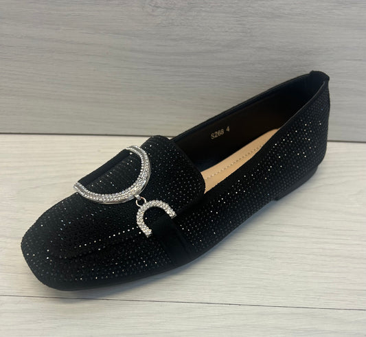 Diamanté ballet pump-black