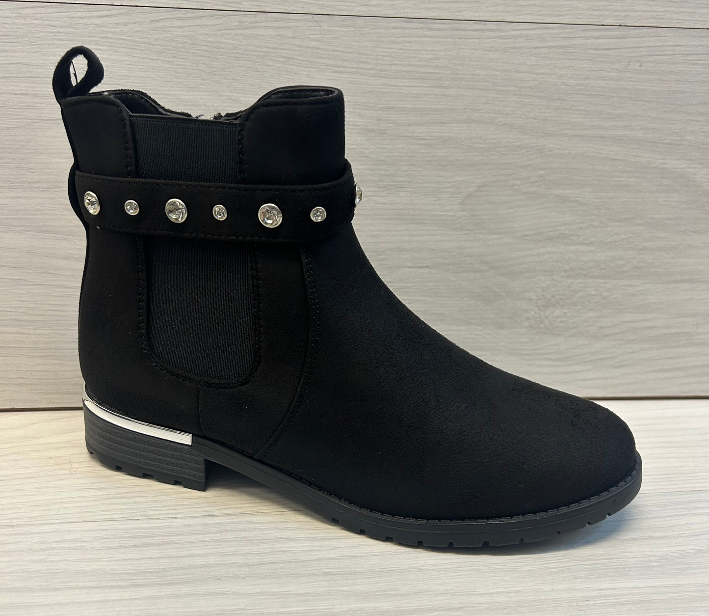 Suede black ankle boot