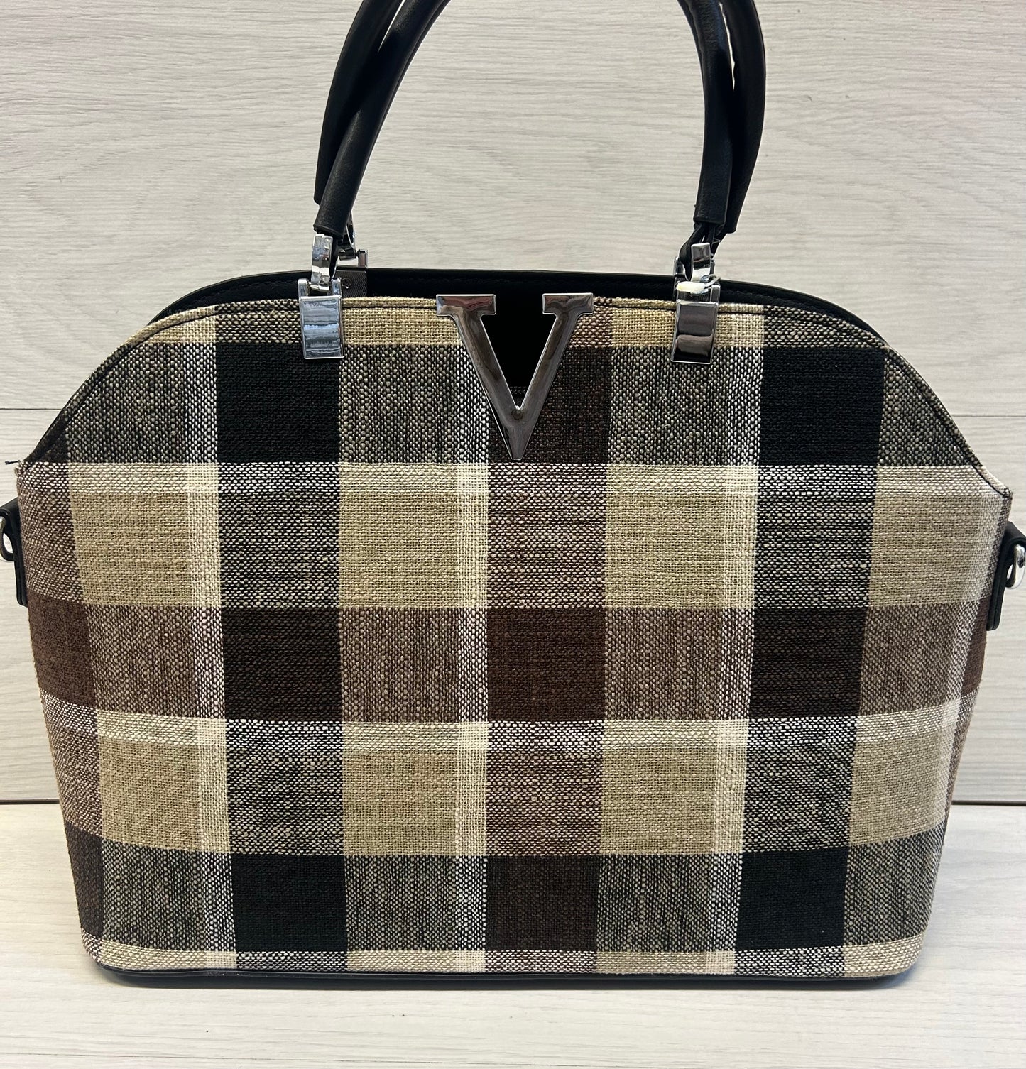 Brown check handbag