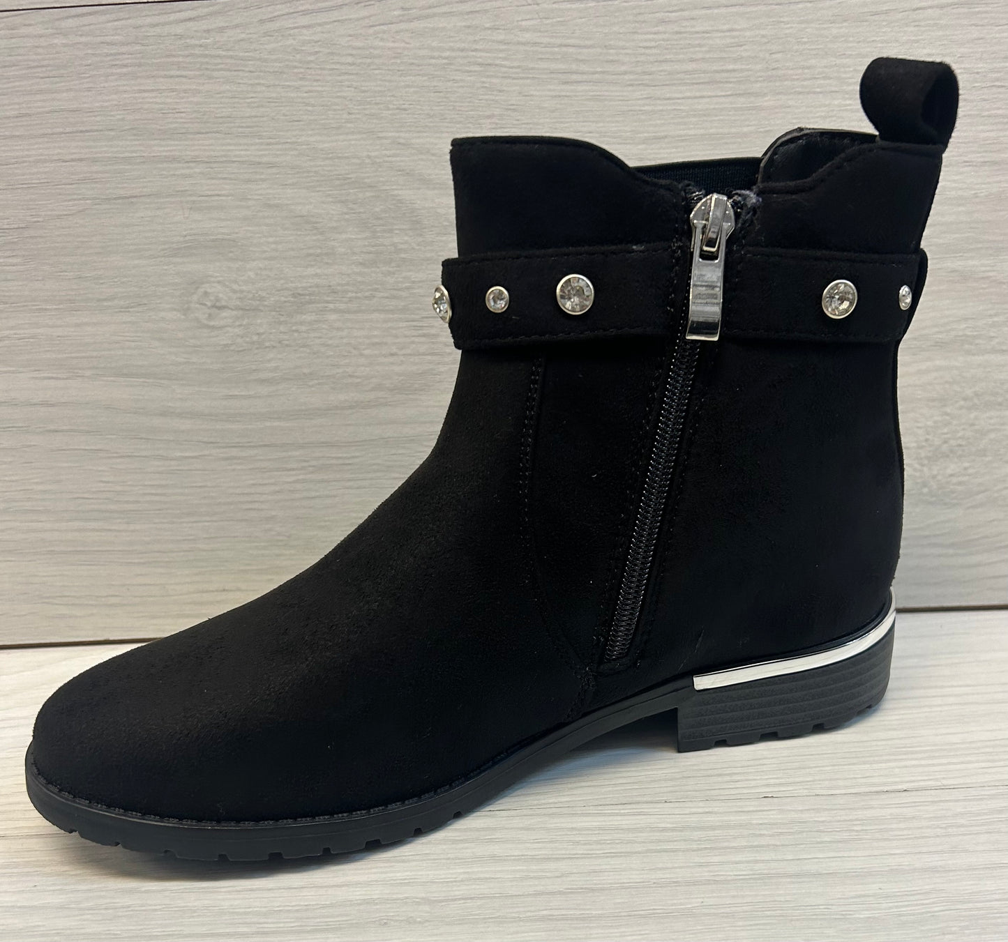 Suede black ankle boot