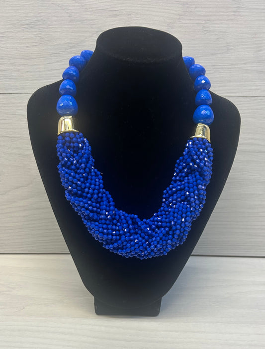 Cobalt bead necklace/earring set