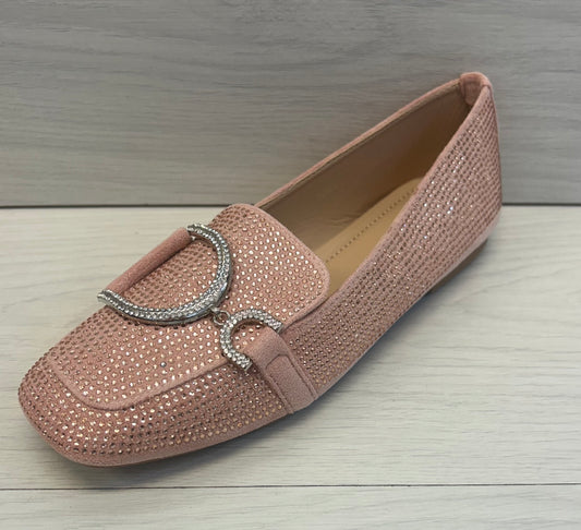 Diamanté ballet pump-pink