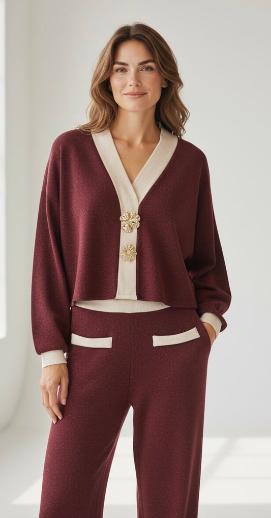 Burgundy Trouser suit