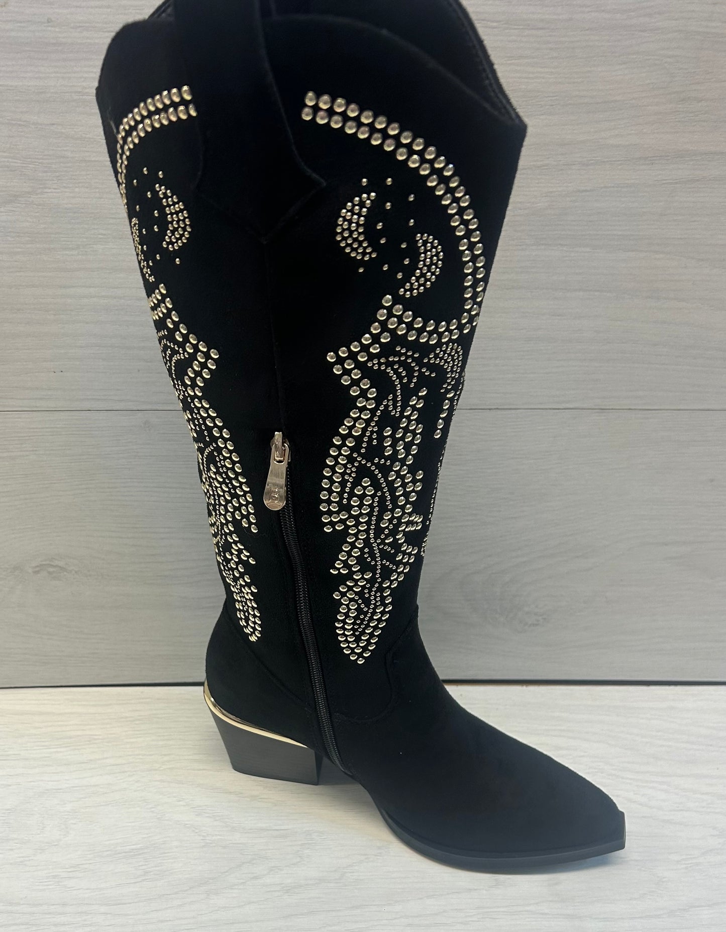 Black studded Cowboy boot