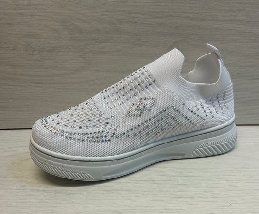 White diamante stretch trainers