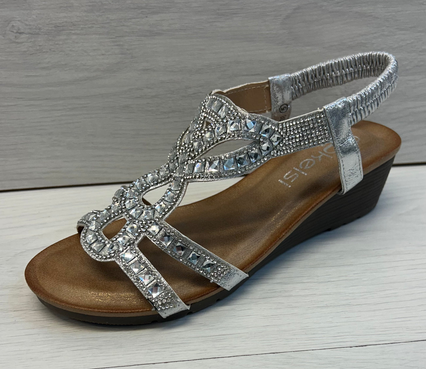 S338 silver wedge sandals