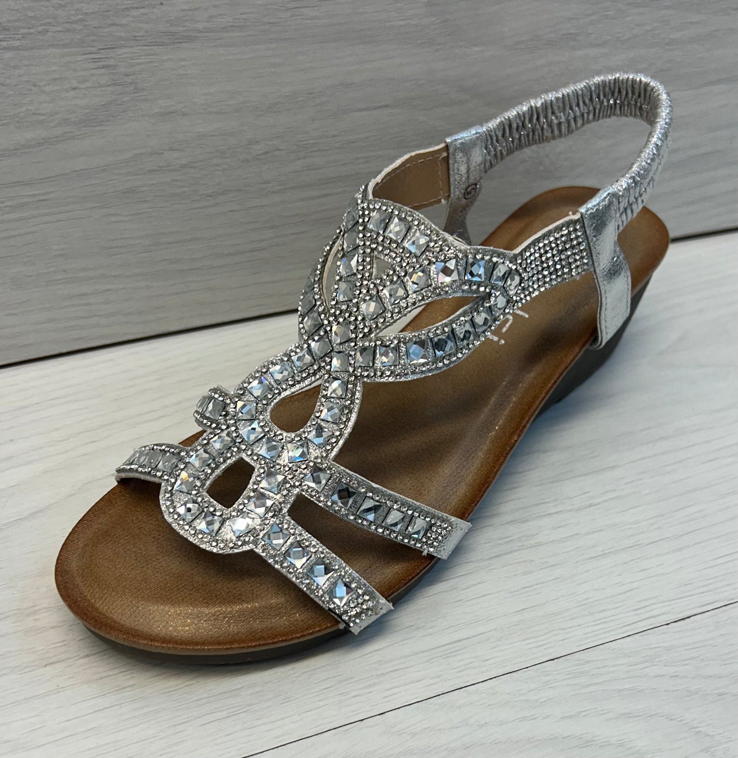 S338 silver wedge sandals